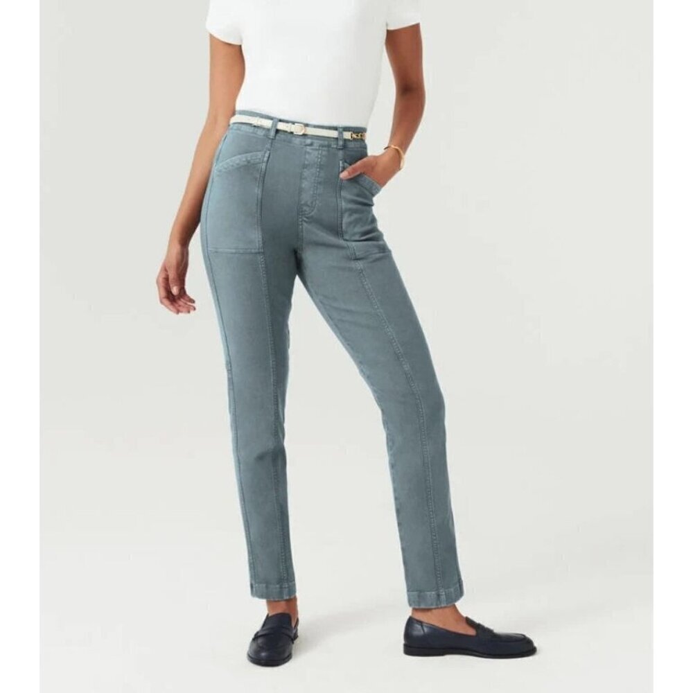 Spanx Stretch Twill Straight Leg pant  hazy blue grey  1X women  Pull on